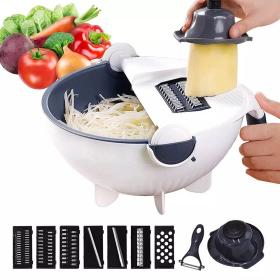 وعاء تقطيع خضروات متعدد الوظائف 9 في 1 مع سلة تصريف + مقشرة V2