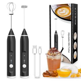 جهاز إزباد الحليب ، خفاقة كهربائية صغيرة محمولة قابلة لإعادة الشحن USB 3 سرعات مع خفاقة رأس حلزونية مزدوجة